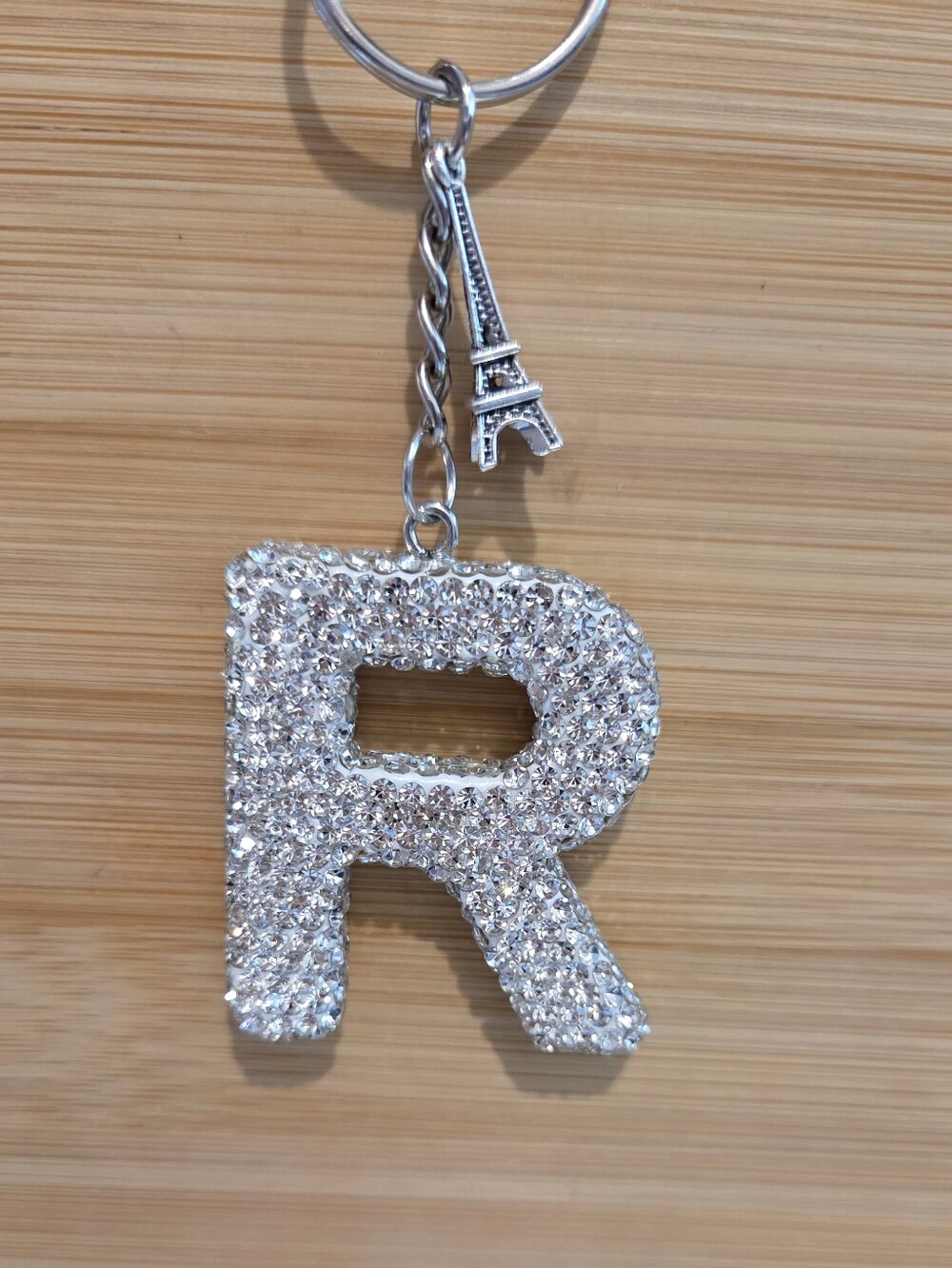 NWT - Bling Rhinestone Letter 'R' Eiffel Tower Keychain